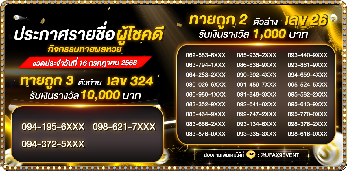 ประกาศรายชื่อกิจกรรมทายหวย