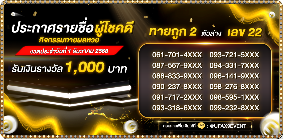 ประกาศรายชื่อกิจกรรมทายหวย